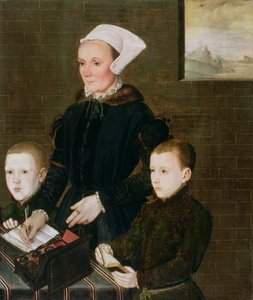 Alice Barnham y sus dos hijos Martin y Steven, 1557